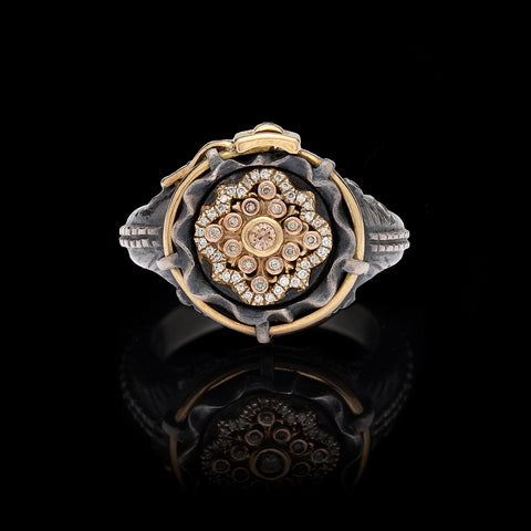 Unique Diamond, Silver & Gold "Jeans" Ring