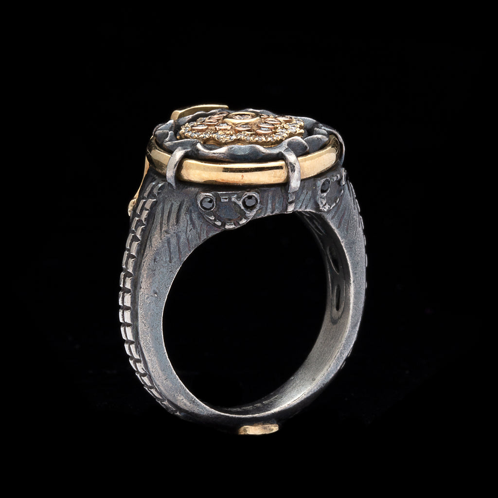 Unique Diamond, Silver & Gold "Jeans" Ring