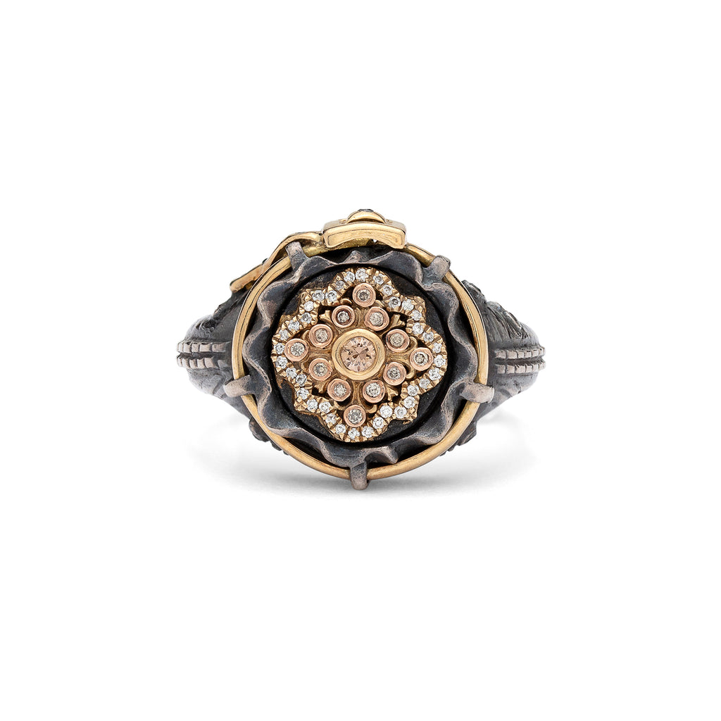 Unique Diamond, Silver & Gold "Jeans" Ring