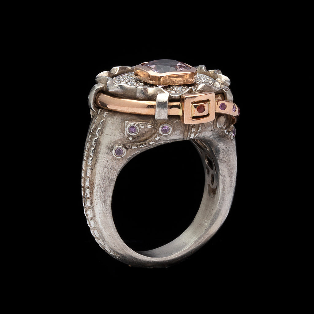 Pink Spinel & Diamond "Jeans" Ring