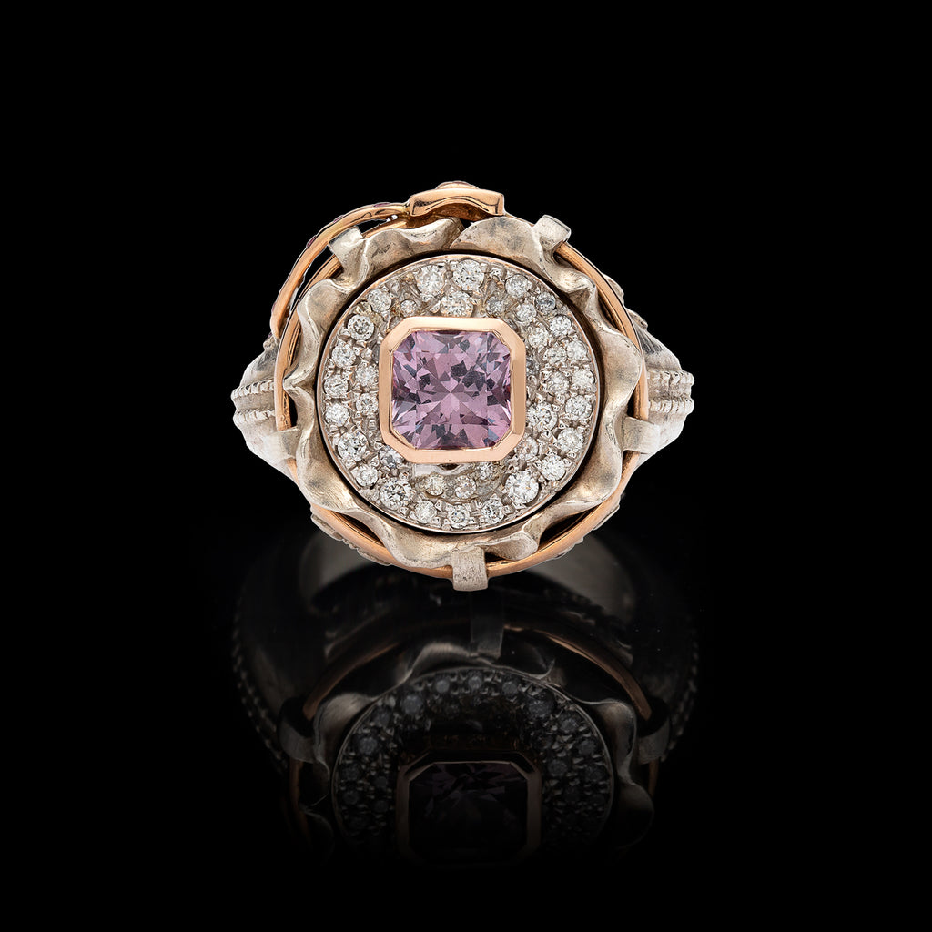 Pink Spinel & Diamond "Jeans" Ring