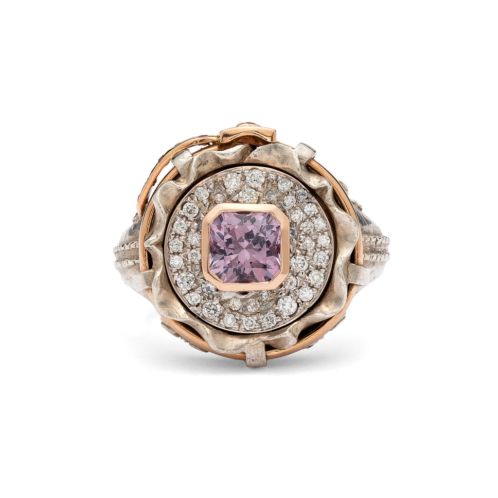 Pink Spinel & Diamond "Jeans" Ring