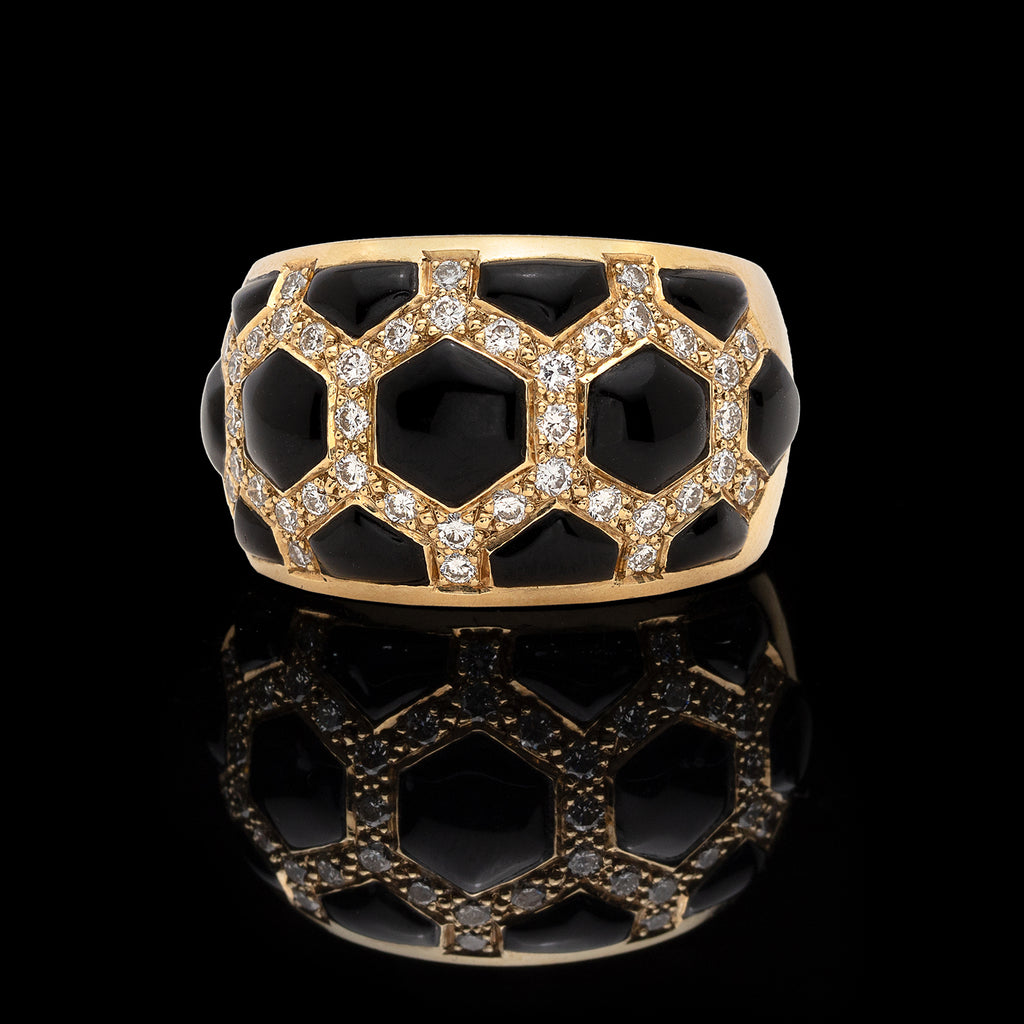 Modern Diamond & Onyx Ring