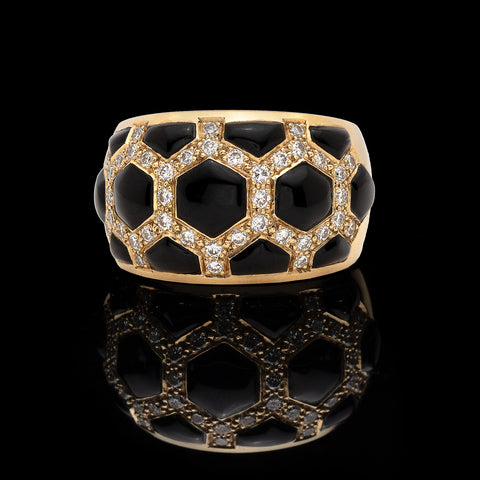 Modern Diamond & Onyx Ring