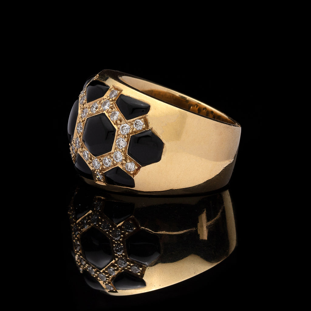 Modern Diamond & Onyx Ring