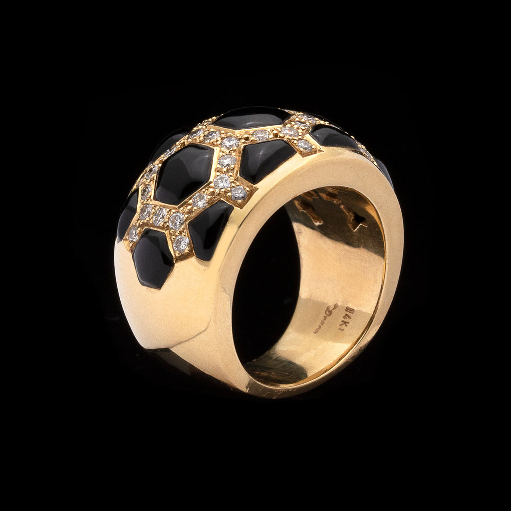 Modern Diamond & Onyx Ring