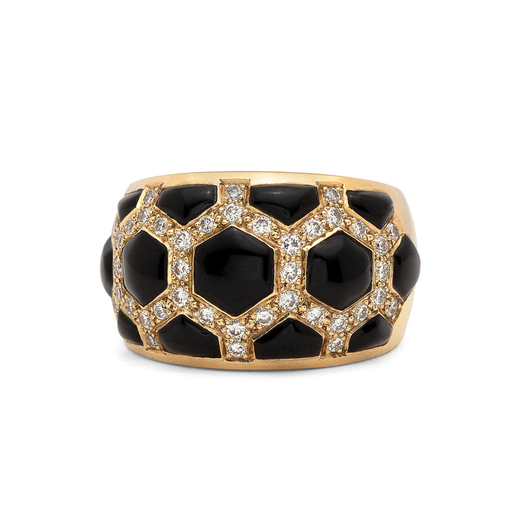 Modern Diamond & Onyx Ring
