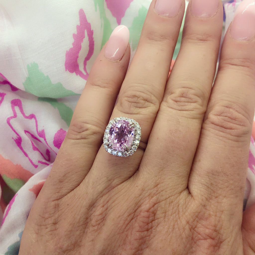 Kunzite & Diamond Ring