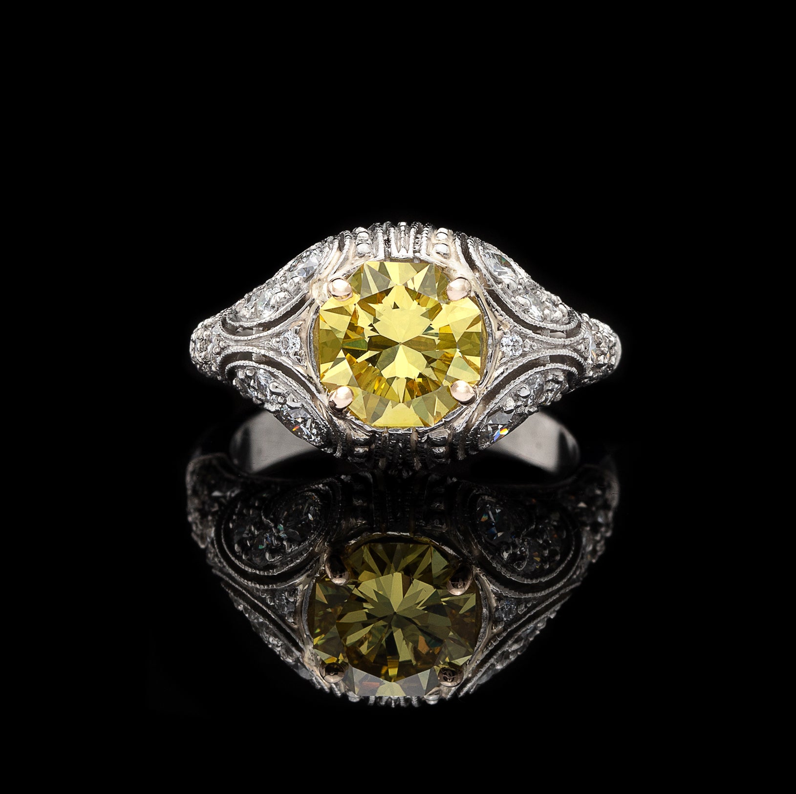 Art deco yellow diamond ring Outlet