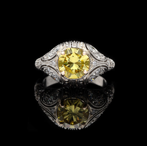 Rare 1.69-ct. Fancy Intense Yellow Diamond Custom French Ring