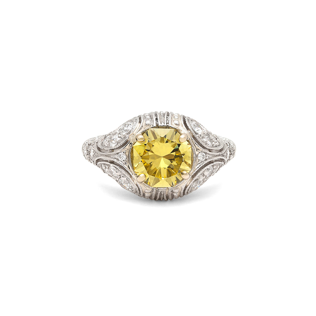 Rare 1.69-ct. Fancy Intense Yellow Diamond Custom French Ring