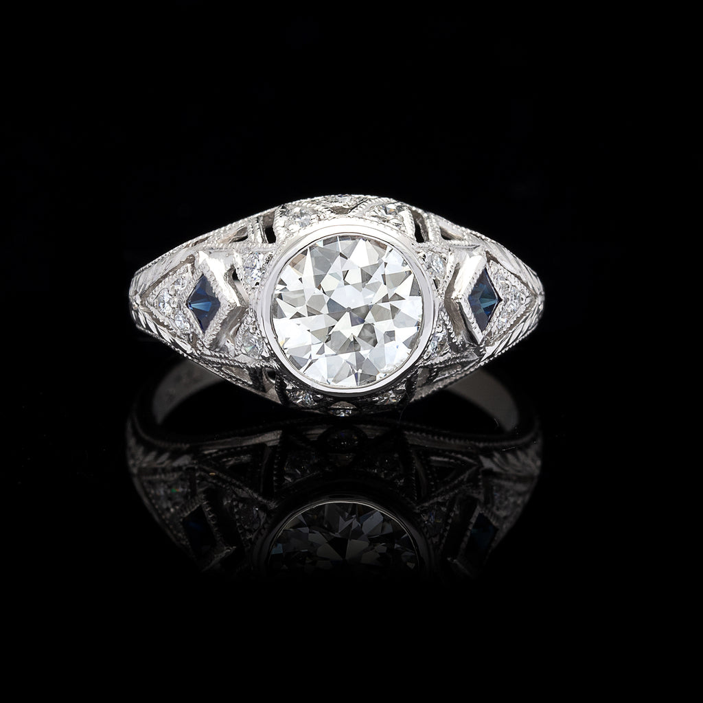 GIA 1.25ct I/SI1 Diamond Sapphire Engagement Ring