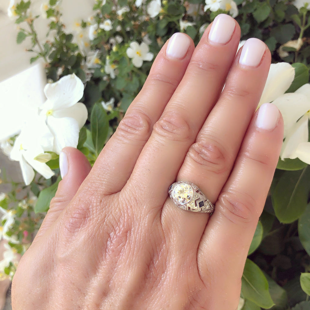 GIA 1.25ct I/SI1 Diamond Sapphire Engagement Ring