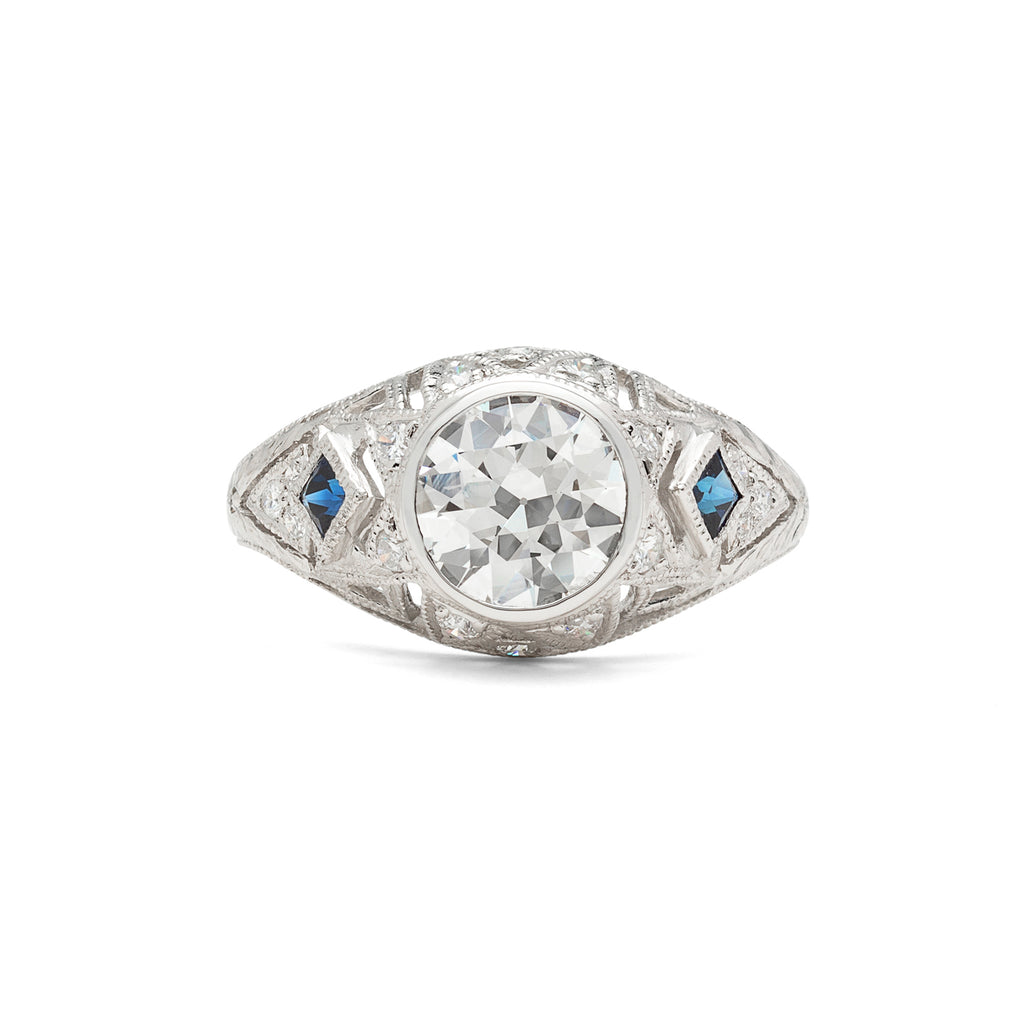 GIA 1.25ct I/SI1 Diamond Sapphire Engagement Ring