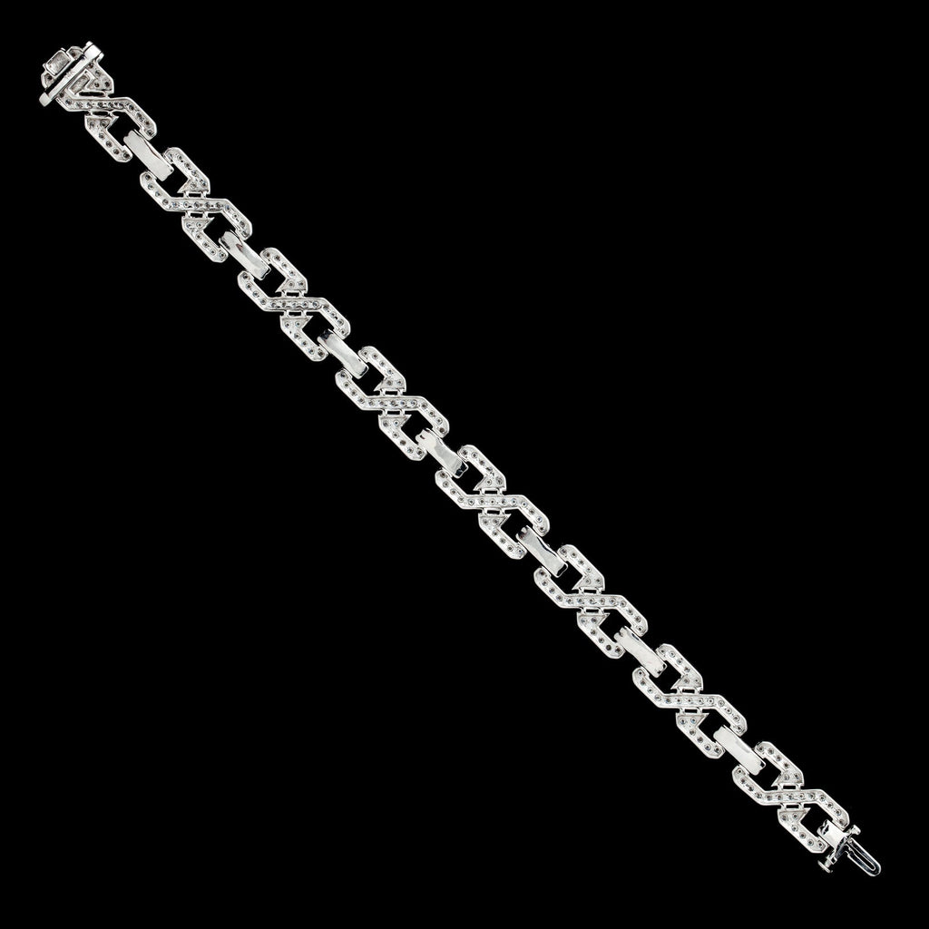 Art Deco Style Diamond & 14k White Gold Link Bracelet