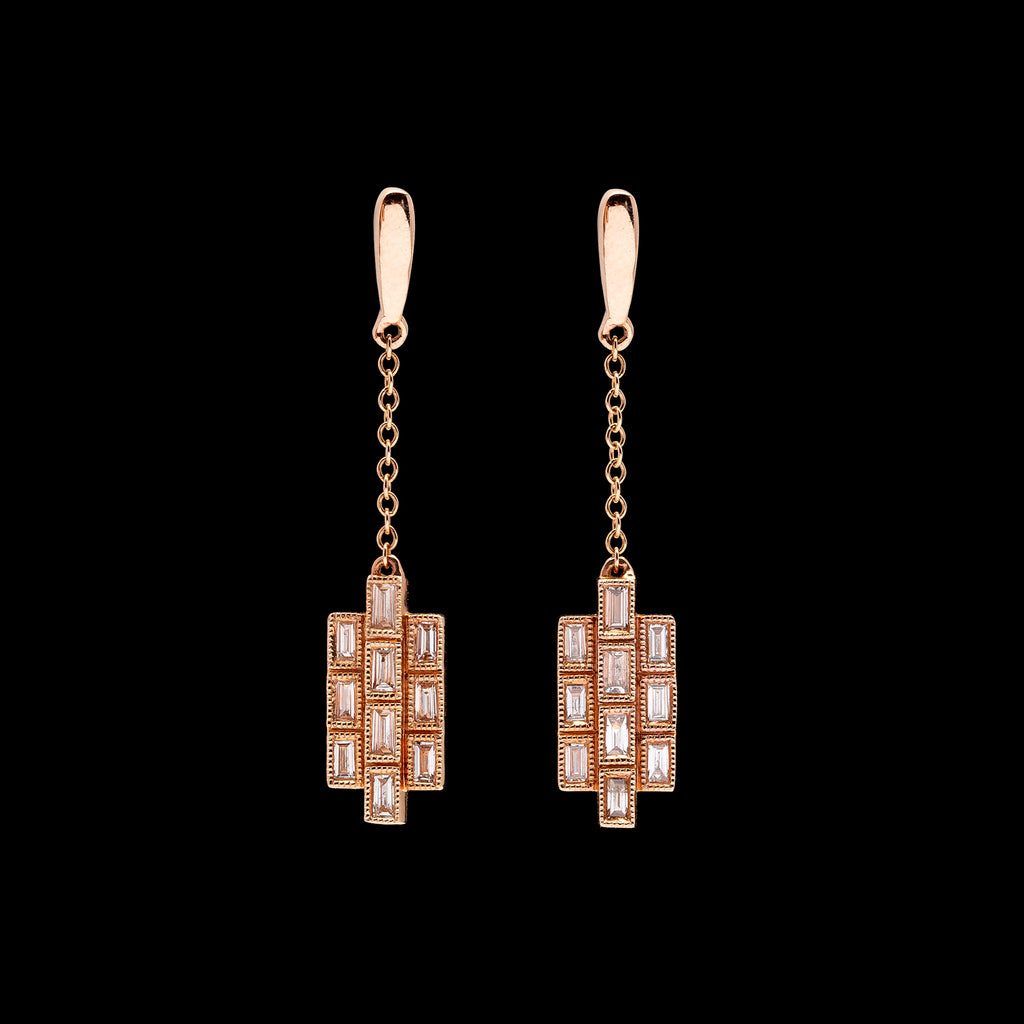 Diamond Rose Gold Drop Earrings