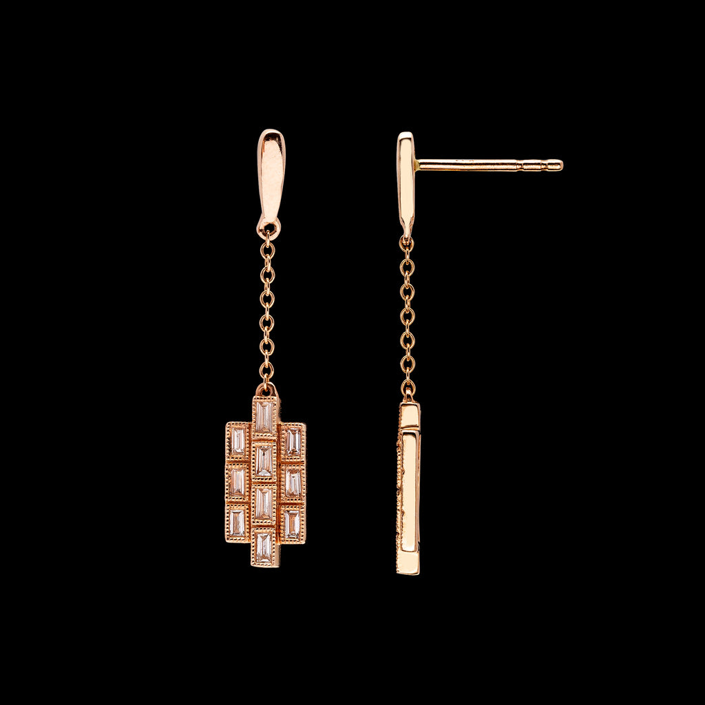 Diamond Rose Gold Drop Earrings