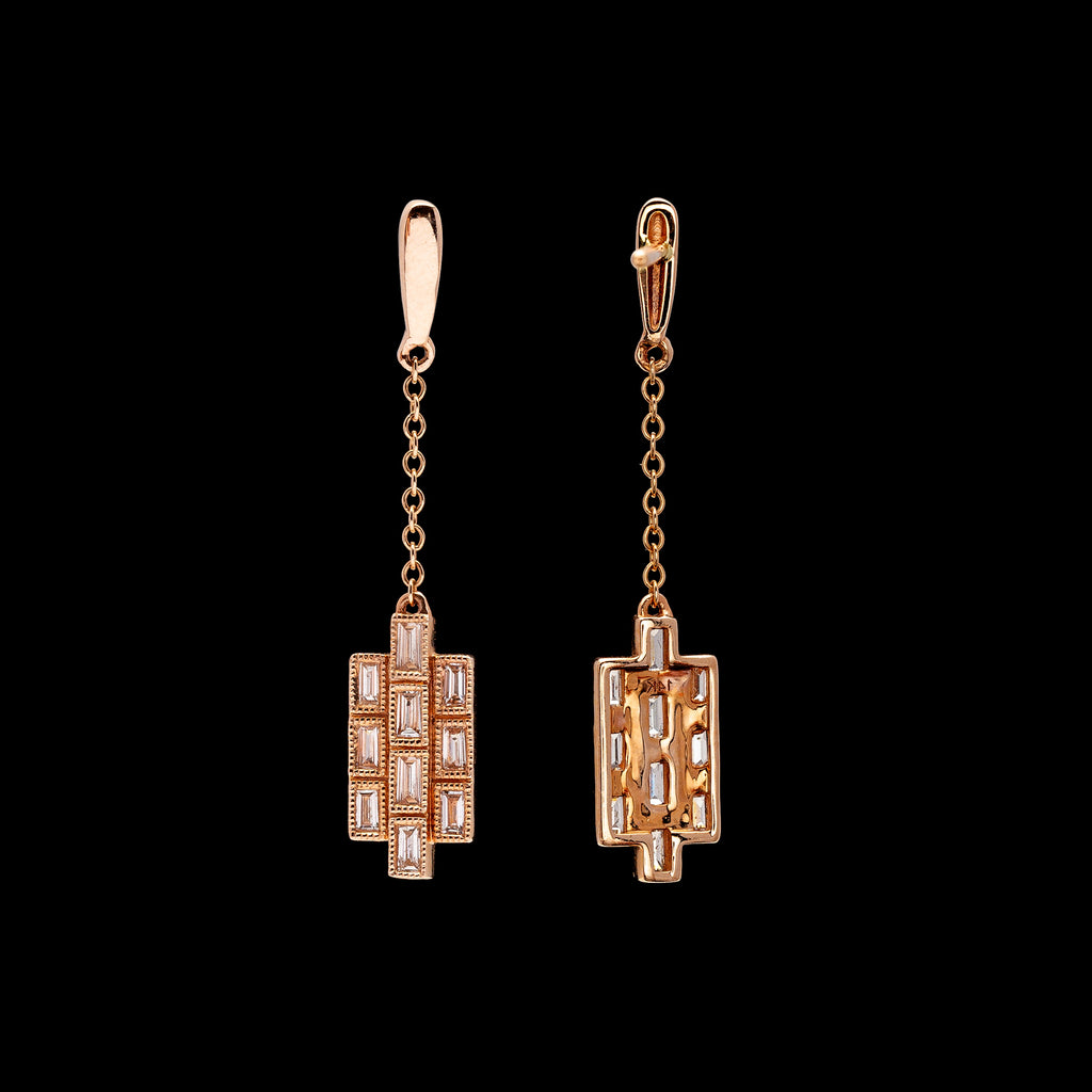 Diamond Rose Gold Drop Earrings