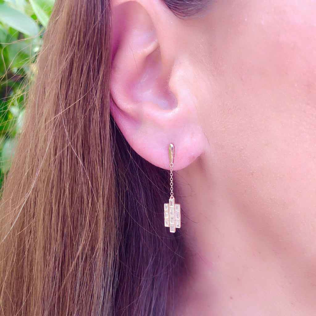 Diamond Rose Gold Drop Earrings