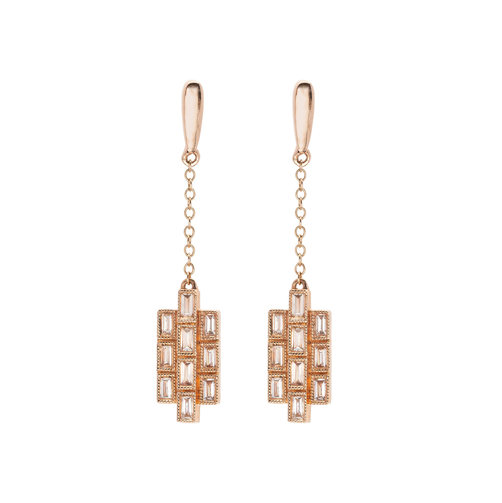 Diamond Rose Gold Drop Earrings
