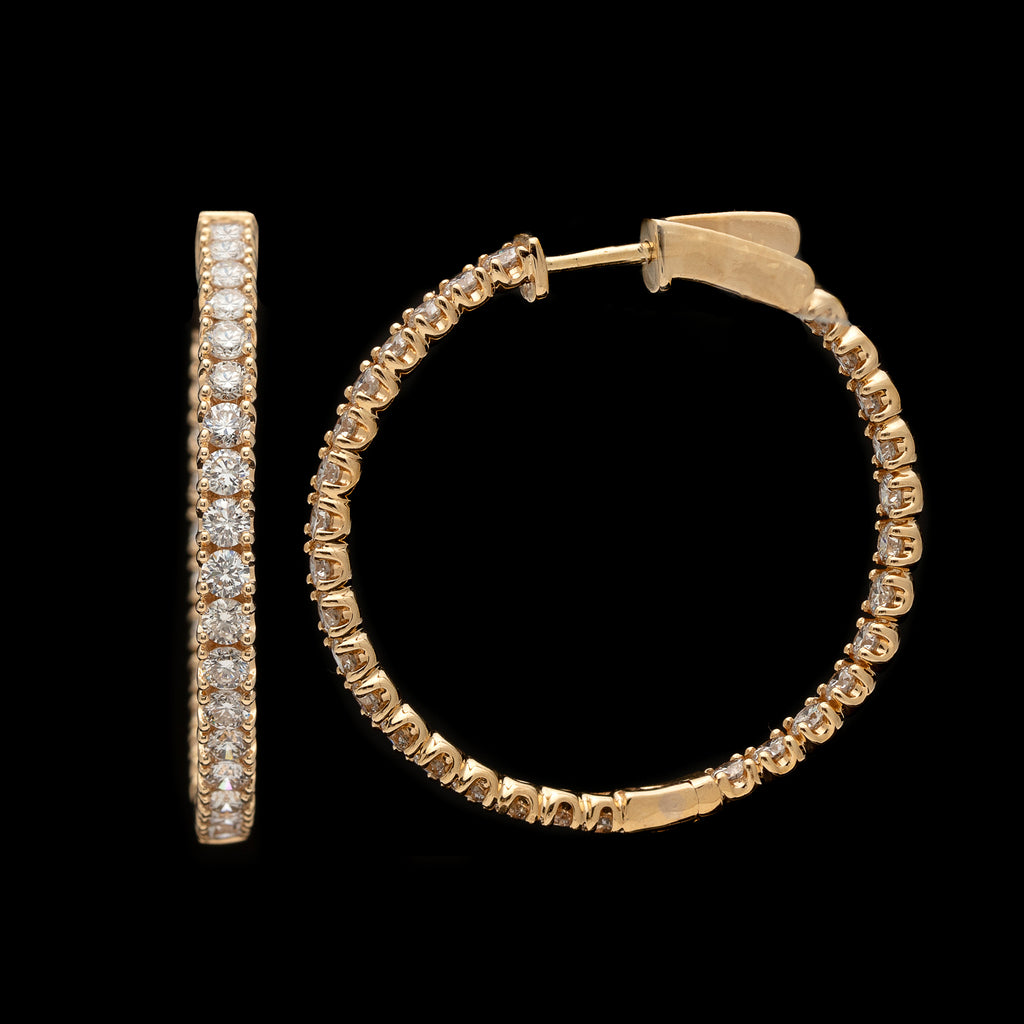 Inside/Out 3.00 Carat Diamond Hoop Earrings