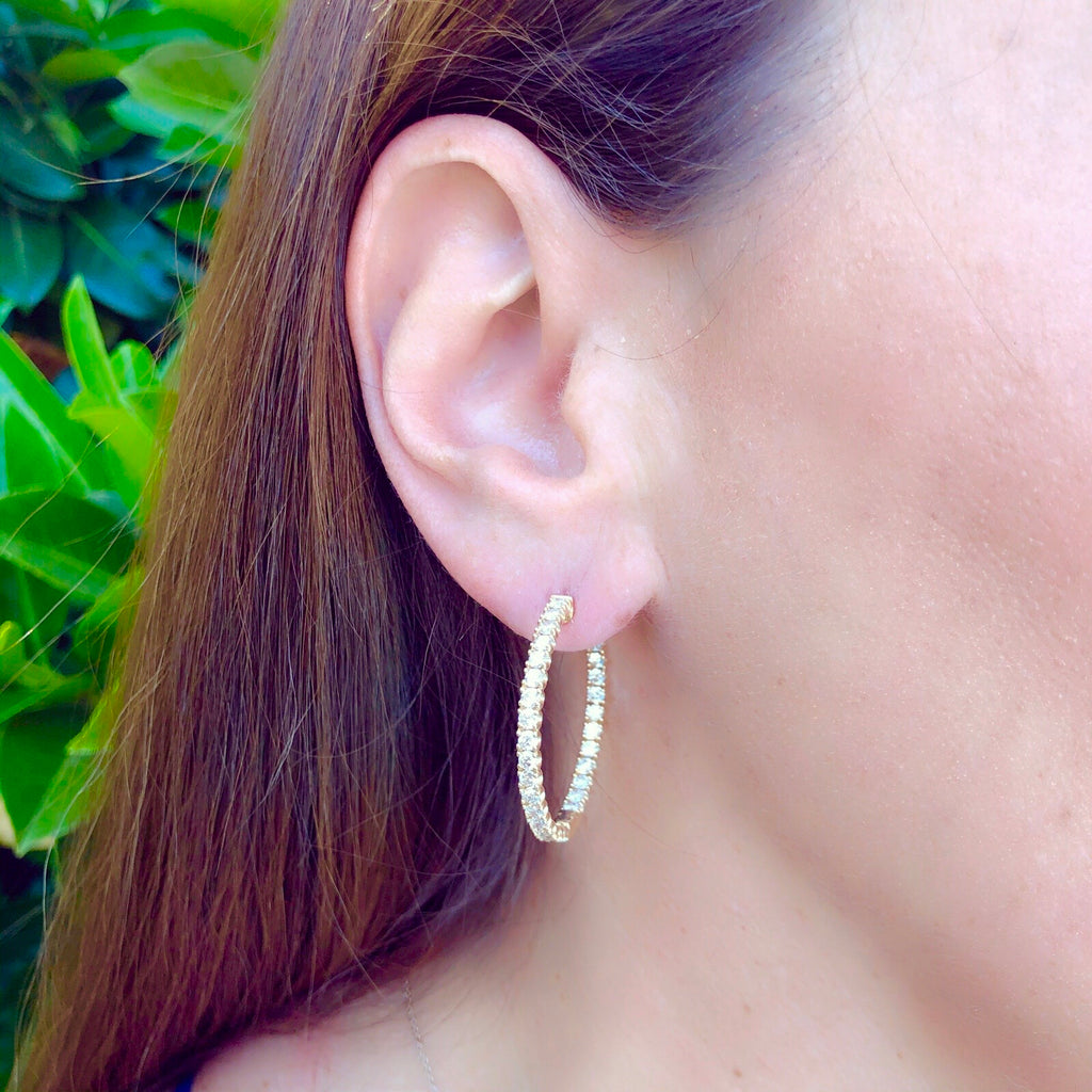 Inside/Out 3.00 Carat Diamond Hoop Earrings