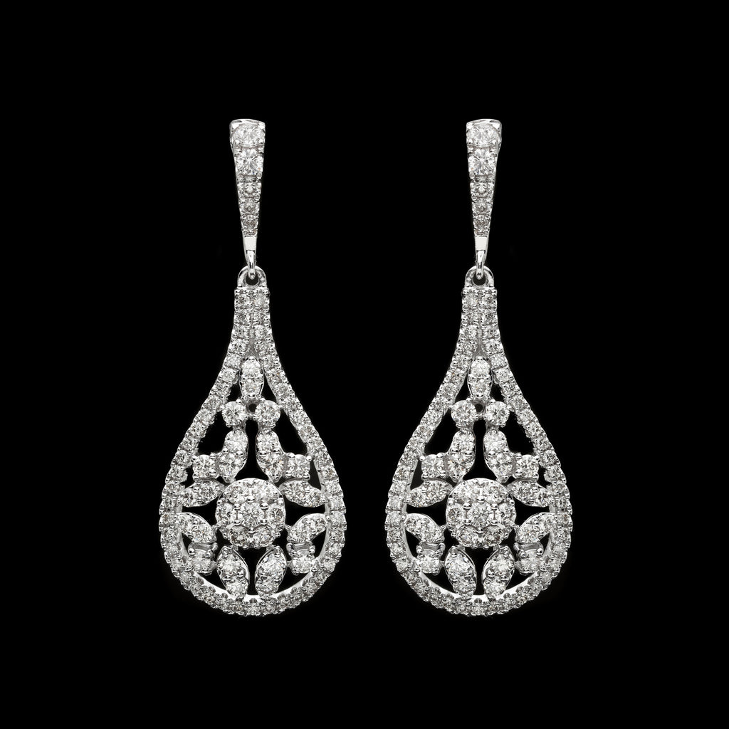 Diamond & 14k White Gold Drop Earrings
