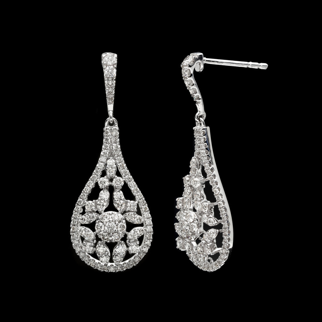 Diamond & 14k White Gold Drop Earrings