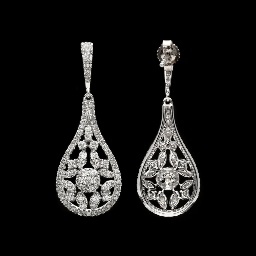 Diamond & 14k White Gold Drop Earrings
