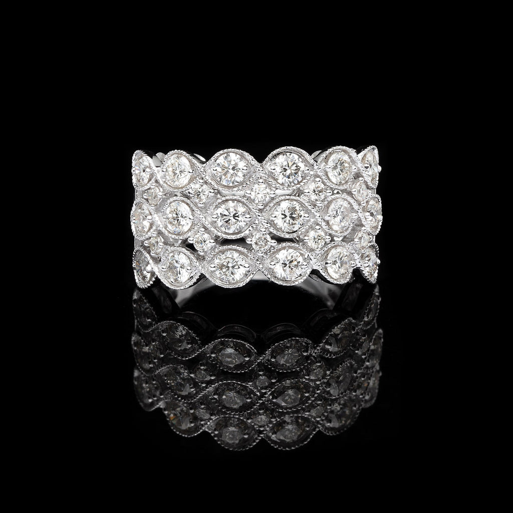 Fashionable Diamond & Gold "Stacked" Ring