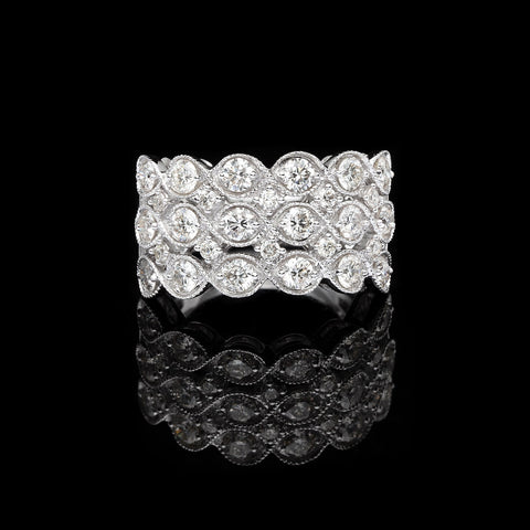 Fashionable Diamond & Gold "Stacked" Ring