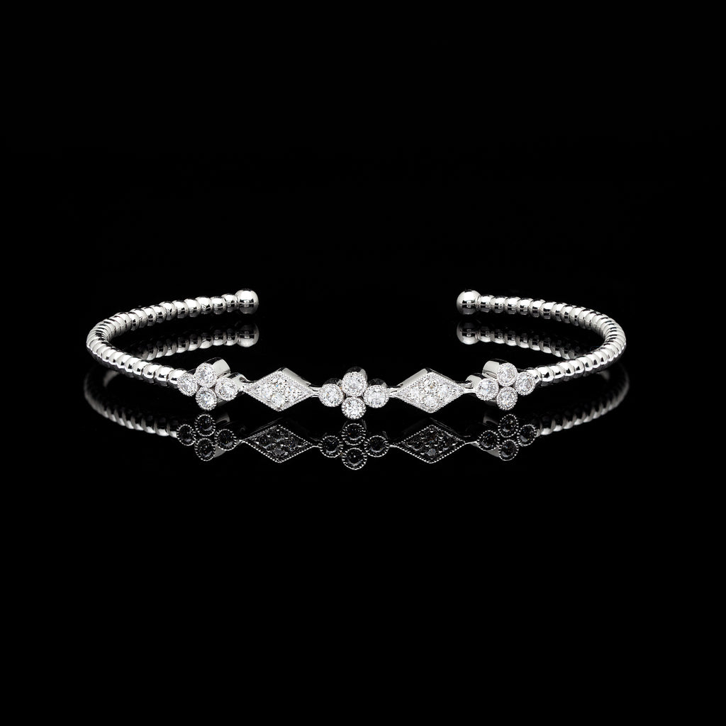 Diamond & 14k White Gold Cuff Bracelet
