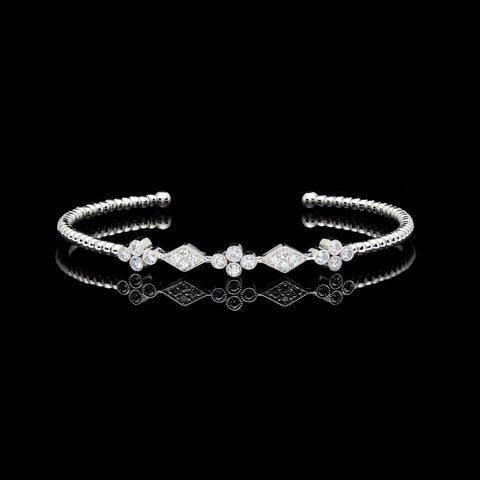 Diamond & 14k White Gold Cuff Bracelet