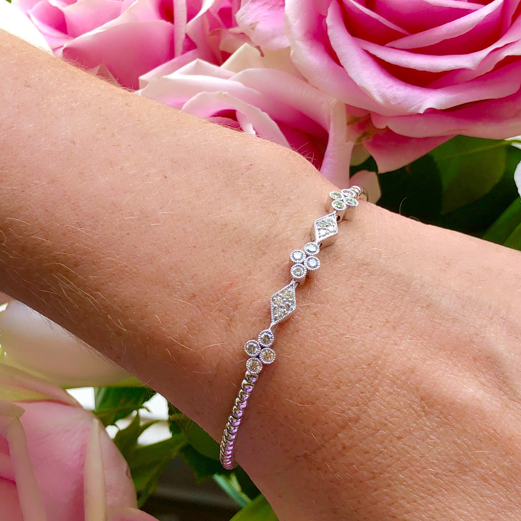 Diamond & 14k White Gold Cuff Bracelet