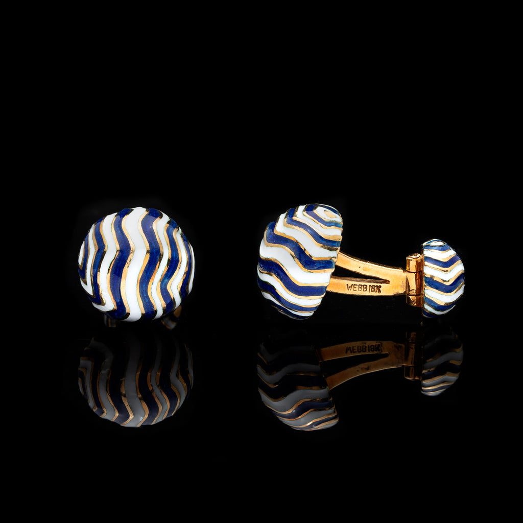 David Webb Enamel & 18k Gold Dress Set, Circa 1975