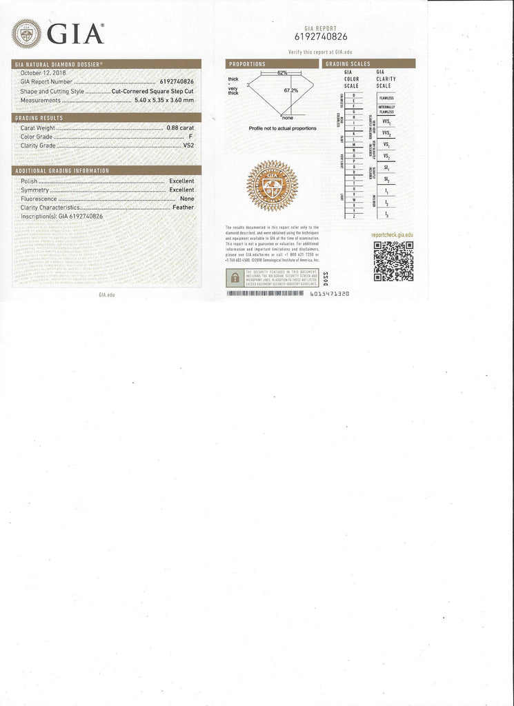 GIA F/VS2 Asscher-Cut Diamond & Platinum Ring