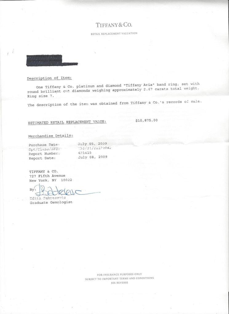 Tiffany & Co. "Aria" Diamond Eternity Ring