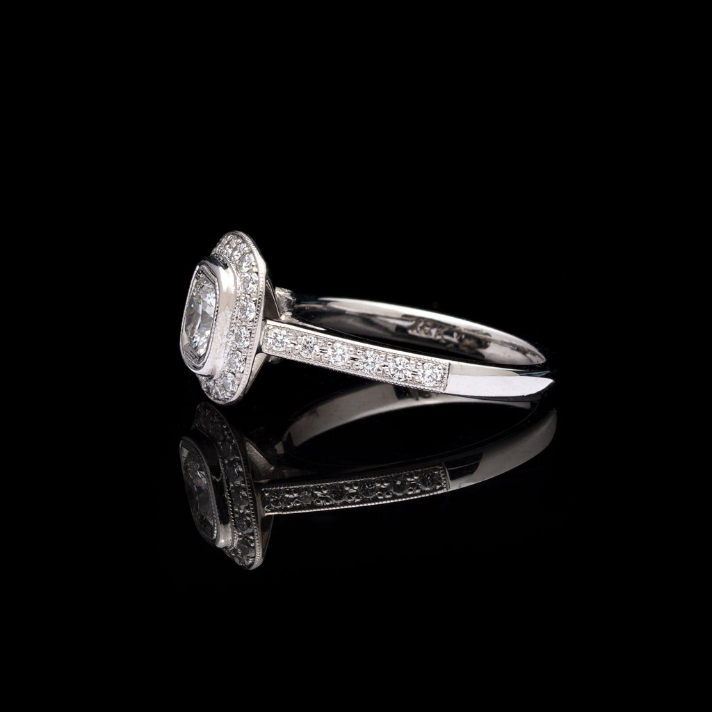 AGS G/VS1 Square Brilliant-Cut Diamond Halo Engagement Ring