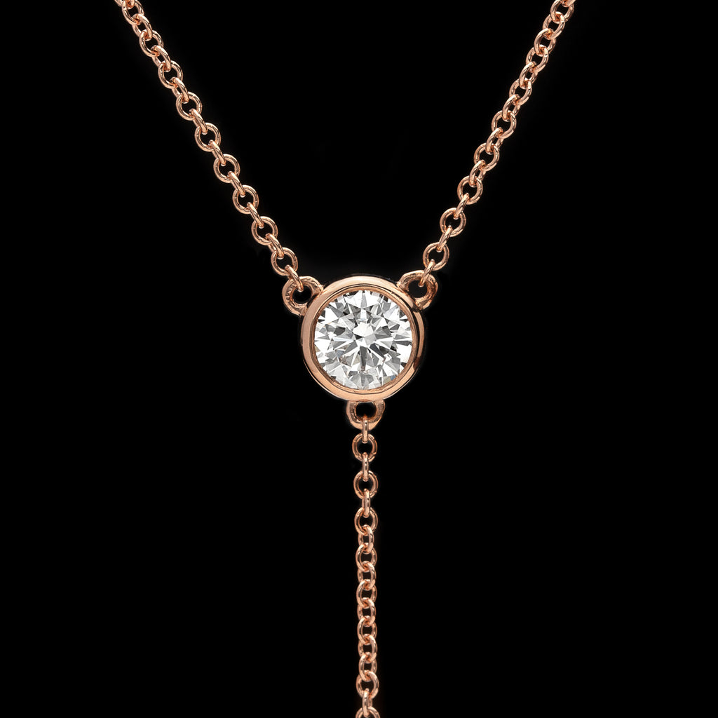 Diamond & Rose Gold Drop Necklace