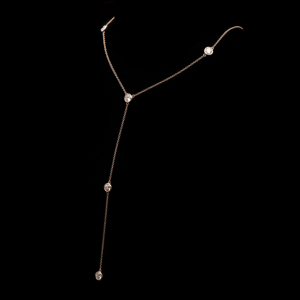 Diamond & Rose Gold Drop Necklace