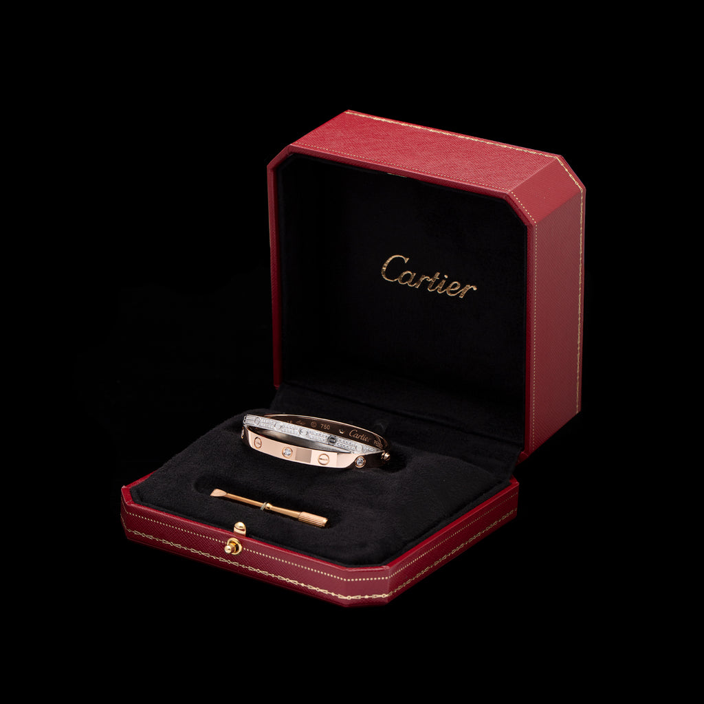 Cartier Diamond Rose & White Gold Double Love Bracelet