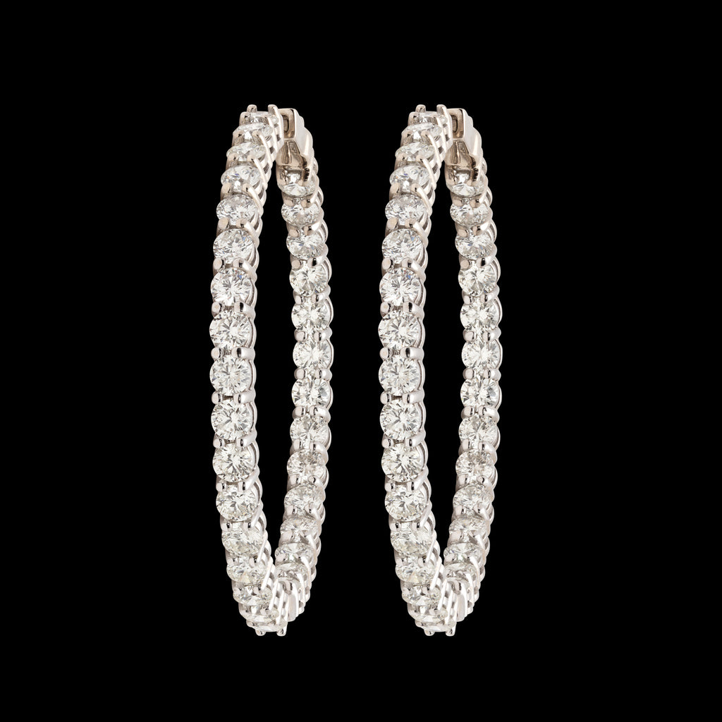 Exceptional 9.00 Carat Inside/Out Diamond Hoop Earrings