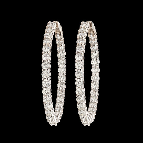 Exceptional 9.00 Carat Inside/Out Diamond Hoop Earrings