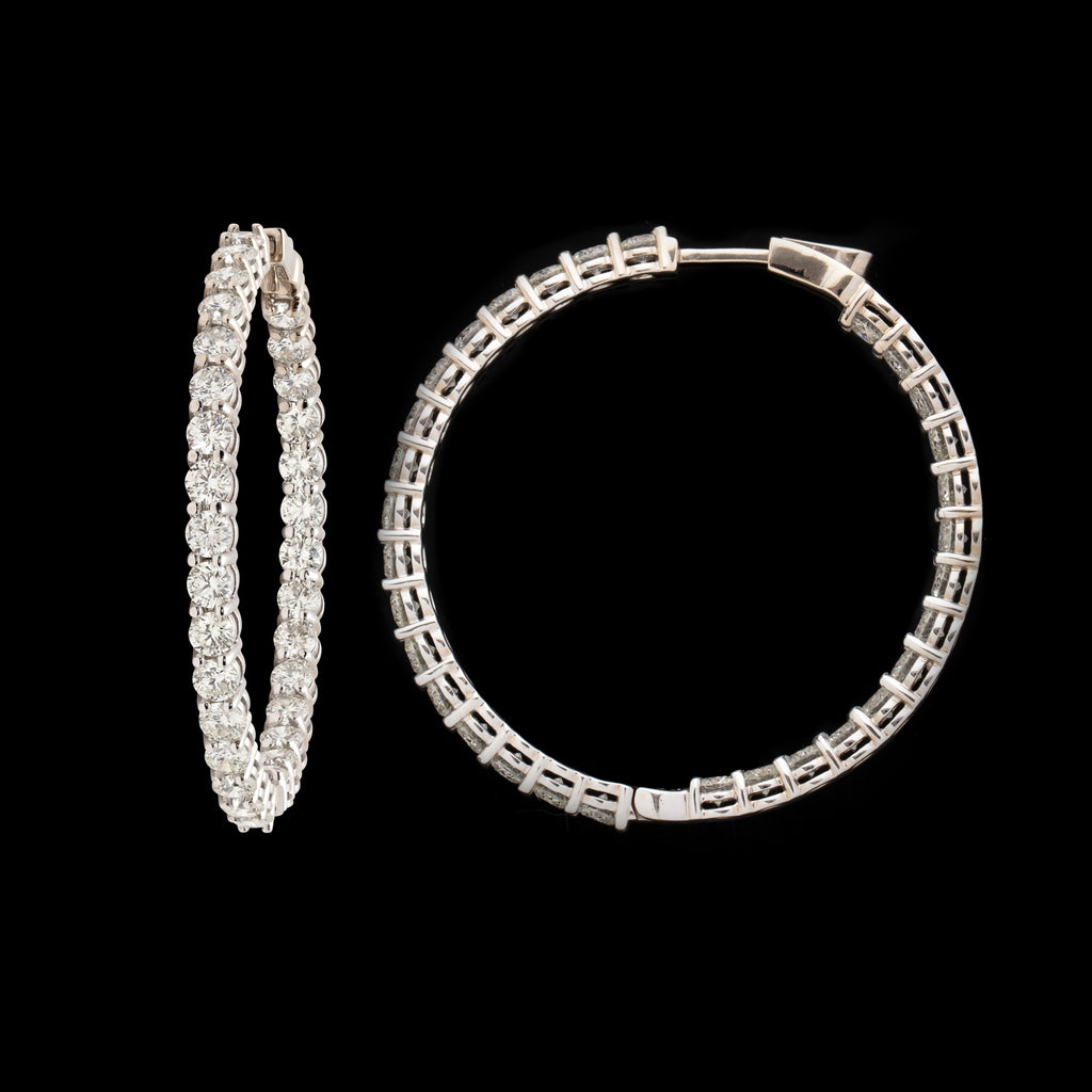 Exceptional 9.00 Carat Inside/Out Diamond Hoop Earrings