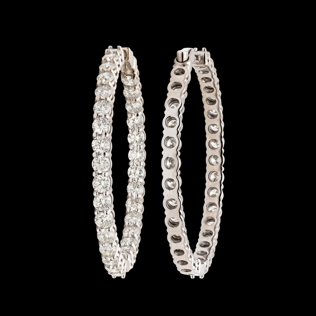 Exceptional 9.00 Carat Inside/Out Diamond Hoop Earrings