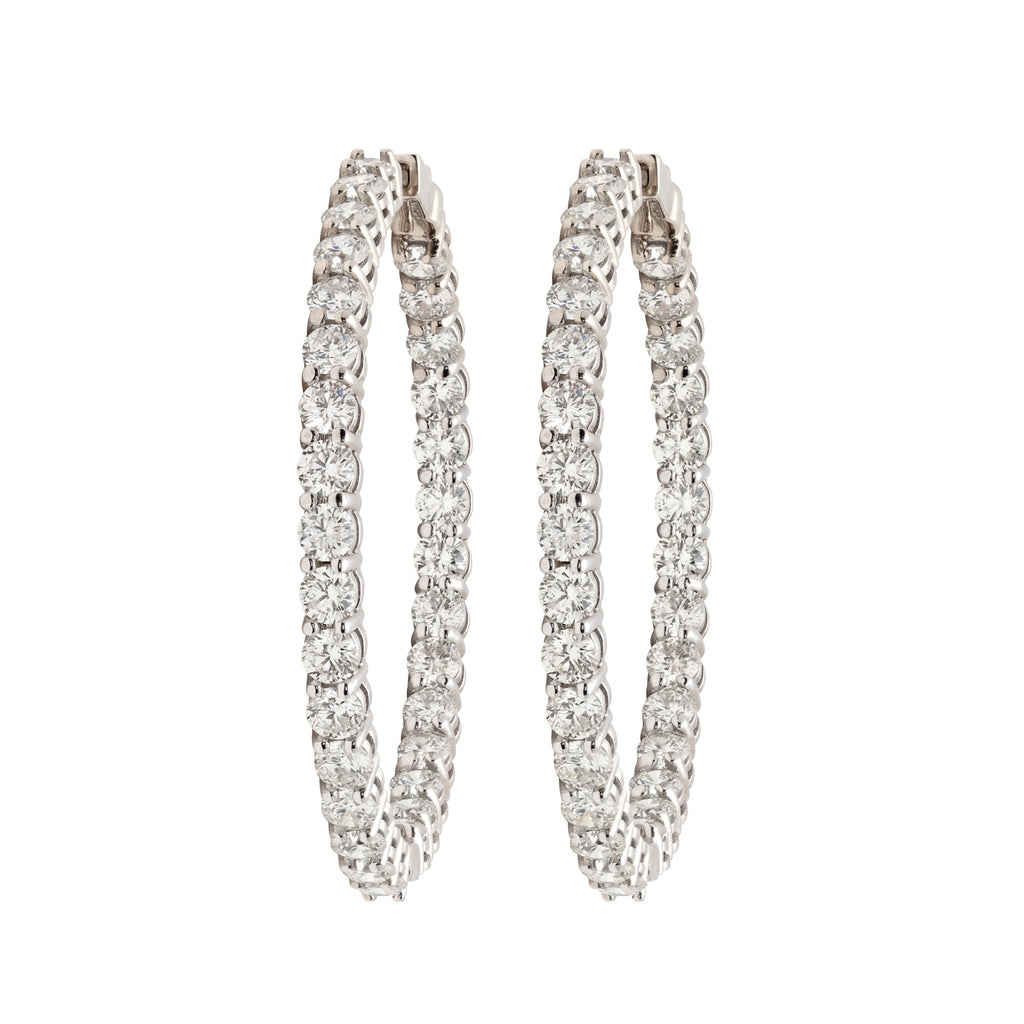 Exceptional 9.00 Carat Inside/Out Diamond Hoop Earrings