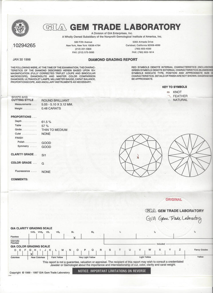 GIA 0.48-ct G/SI1 Round Brilliant Cut Loose Diamond