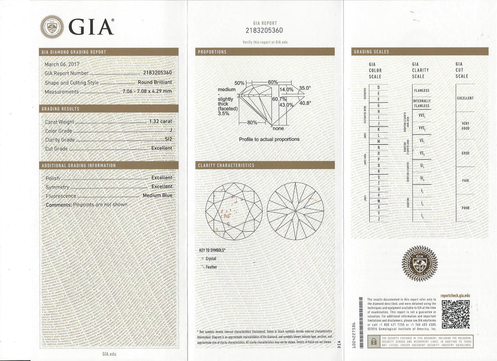 GIA 1.32-ct. J/SI2 Diamond & White Gold Engagement Ring