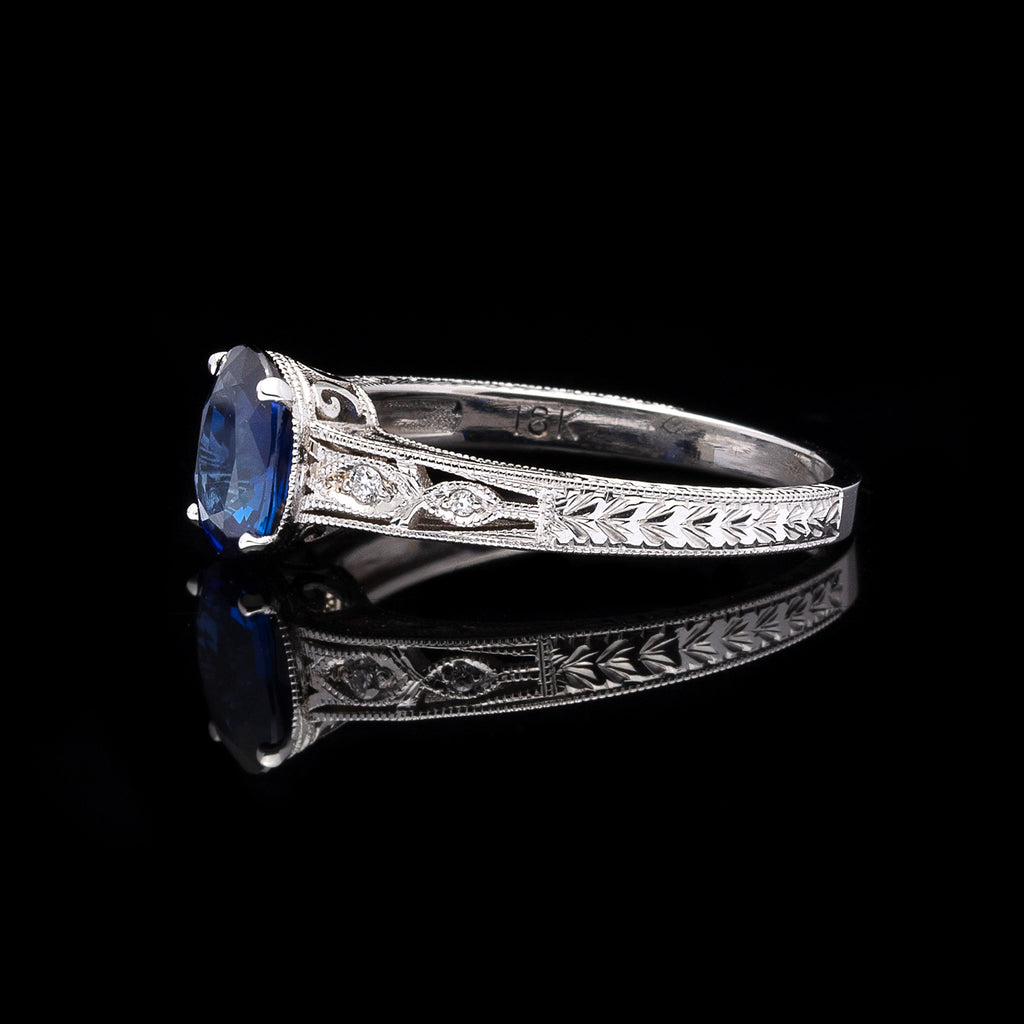 Sapphire, Diamond and White Gold Ring