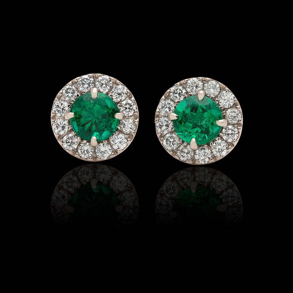 Emerald & Diamond Halo Earrings